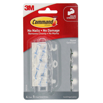 Hooks Command Cord/Cable Clips Self Adhesive 17017Clr Pk4