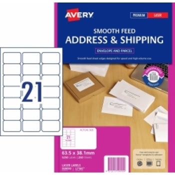 Label Avery 63.5X38.1Mm L7160 Smooth Feed Address 21Up Pk250