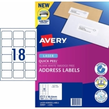 Label Avery Laser L7161 Address 18Up White Pk100