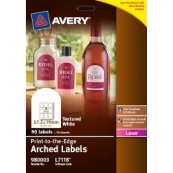 Sp- Label Avery L7118 White Textured Arched 57.2X77Mm 9Up 980003 Pk10