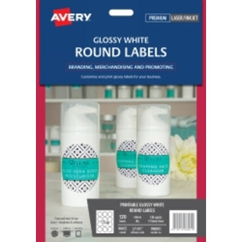 Label Avery L7105 White Glossy Round 60Mm 12Up 980001 Pk10