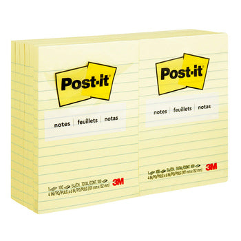 Notes Post-It 660 98.4X149Mm Lined Yellow Pk12
