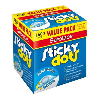 Sticky Dots Sellotape Removable Pk1600