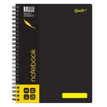 Notebook Quill A4 70Gsm Pp Black 240Pg