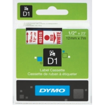 Label Tape Dymo D1 12Mmx7M Red On White