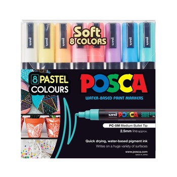 Marker Uni Posca Pc5M 2.5Mm Bullet Tip Pastel Asstd Wlt8