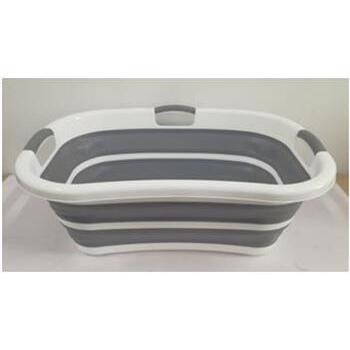 Basket Laundry Collapsible Grey & White 37L