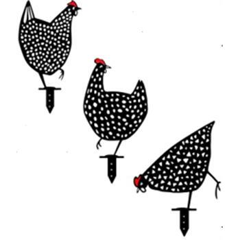 Garden Stake Metal Chicken Silhouette Qty 3 Black/Red