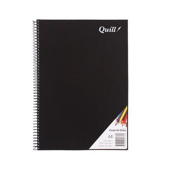 Visual Art Diary Quill A4 Spiral Black Cover 60Lf