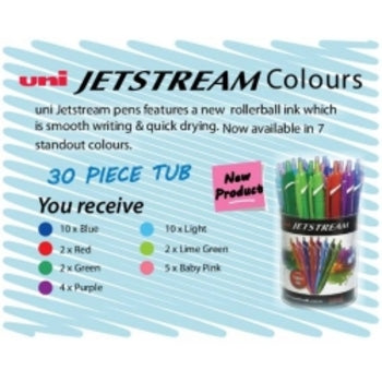 Pen Uni Rb Jetstream 30 Piece Tub 7 Standout Assorted Colours