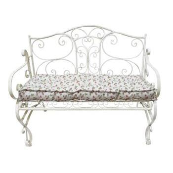 Bench 2 Seater Steel Floral Cushion Cotswolds White