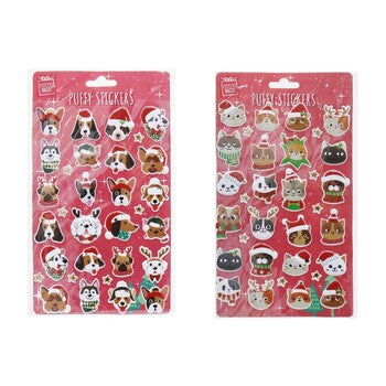 Stickers Xmas 14X21Cm Pet Puffy 24Pc Asst
