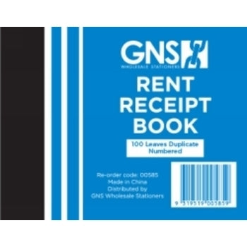 Rent Receipt Book Gns 585 5X4 Duplicate 100Lf