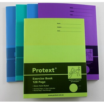 Exercise Book Protext 225X175Mm 8Mm Ruled Pp Cover 128Pg Grasshopper