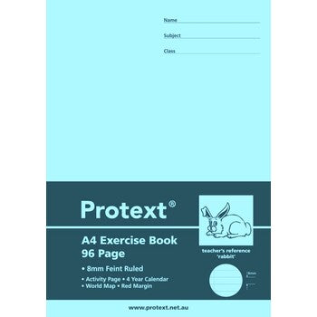 Exercise Book Protext A4 8Mm Ruled Pp Cover 96Pg Rabbit