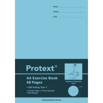 Exercise Book Protext A4 Pp Qld Year 1 + Margin 48Pg Emu