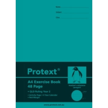 Exercise Book Protext A4 Pp Qld Yr2 + Margin 48Pg Penguin