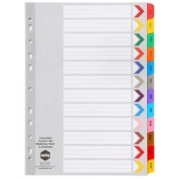 Dividers Marbig A4 Board Financial Year Tab Reinforced