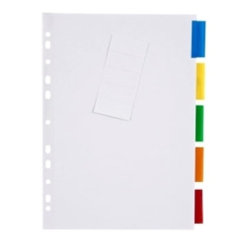 Dividers Marbig A4 Manilla Insert Col 5 Tab White