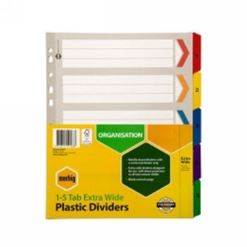 Dividers Marbig A4 Board 1-5 Reinforced Tab Extra Wide