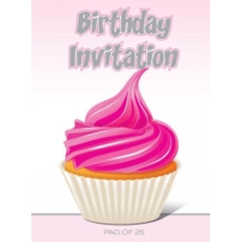 Sp- Pad Invitation Ozcorp A5 18Th Pink Cupcake