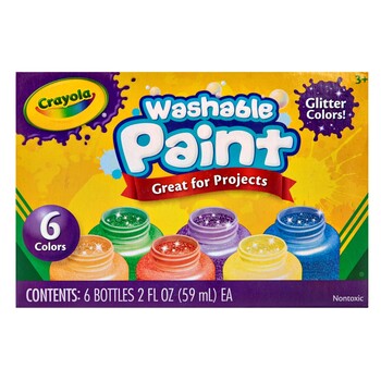 Sp- Paint Crayola Washable Kids Glitter Asst Colours Bx6