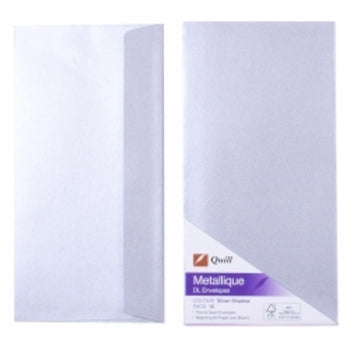 Envelopes Quill Dl Metallique Silver Pk10