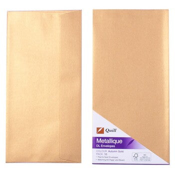 Envelopes Quill Dl Metallique Gold Pk10