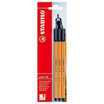 Sp- Pen Stabilo Point 88 Fineliner Black Pk3