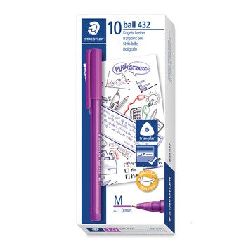 Pen Staedtler Bp Stick Ice 432 Med Purple Bx10