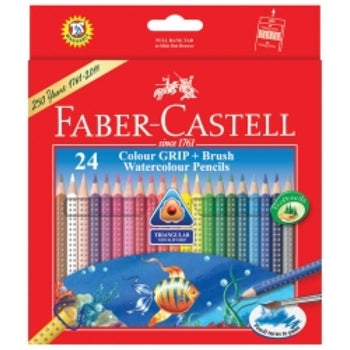 Pencil Coloured Faber Grip Watercolour 24'S + Brush