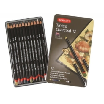 Sp- Pencils Derwent Academy Tinted Charcoal Tin Pk12