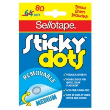 Sticky Dots Sello Removable 64 Dots 4Sht