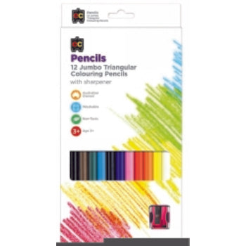 Sp- Pencils Ec Jumbo Triangular Washable Pk12 & Sharpener