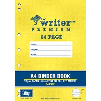 Binder Book Writer Premium A4 64Pg 8Mm Ruled + Margin Piano