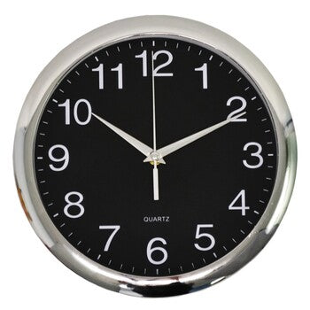 Clock Italplast 30Cm Wall Black Face/Chrome Trim