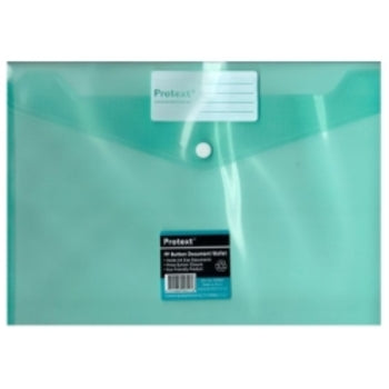 Document Wallet Protext A4 Pp Button Closure Green