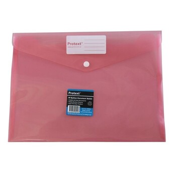 Document Wallet Protext A4 Pp Button Closure Red
