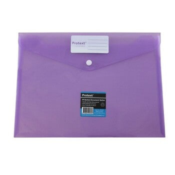 Document Wallet Protext A4 Pp Button Closure Purple