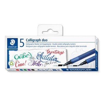 Pen Calligraphy Duo Staedtler 2.0Mm/3.5Mm Asst Colours Bx5