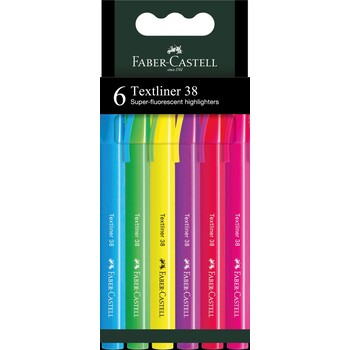 Sp- Highlighter Faber-Castell Textliner 38 Asst Fluro Bx6