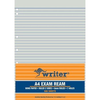 Sp- Exam Paper Writer A4 55Gsm Paper 8Mm Ruled 7 Hole Punch