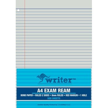 Exam Paper Writer A4 55Gsm 8Mm Ruled With Margin 1 Hole Punched