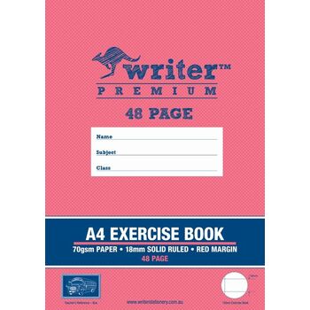 Exercise Book Writer Premium A4 48Pg 18Mm Ruled + Margin Bus