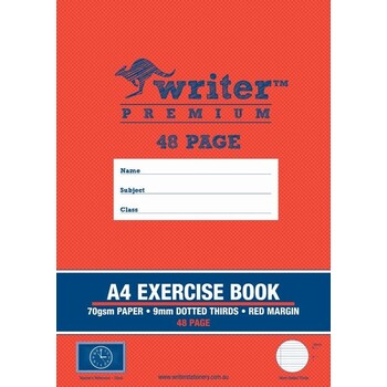 Exercise Book Writer Premium A4 48Pg 9Mm Dotted Thirds + Margin Clock