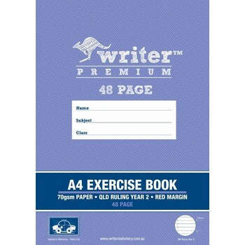 Exercise Book Writer Premium A4 Qld Yr2 Ruled + Margin Police Car 48Pg