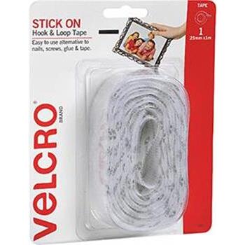 Velcro Stick On White 25mmx1m