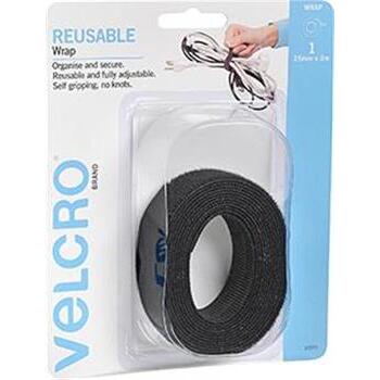 Velcro Adjustable Wrap Black 2mx25mm