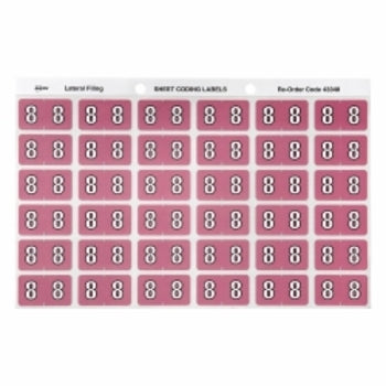 Sp- Labels Colour Coding Avery 25X38Mm 8 Side Tab Mauve Pk180