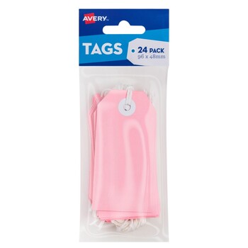 Craft Tag Avery 96X48Mm With String Pink Pk24